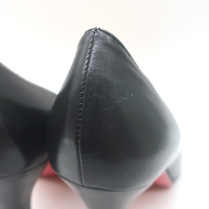 Christian Louboutin Bruges Platform Pumps Black Leather Size 37.5