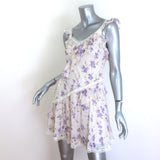 LoveShackFancy Serima Ruffled Lace-Trim Mini Dress Cream Floral Print Size Small