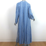 Natalie Martin Fiore Long Sleeve Maxi Dress Blue Zig Zag Print Size Extra Small