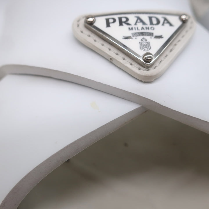 Prada Monolith Rubber Ankle Strap Sandals White Size 35