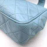 Vintage Chanel 1996 Wild Stitch Small Bowler Bag Light Blue Quilted Leather