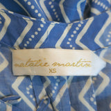 Natalie Martin Fiore Long Sleeve Maxi Dress Blue Zig Zag Print Size Extra Small