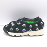 Christian Dior Fusion Floral Beaded Low Top Sneakers Black Mesh Size 37.5