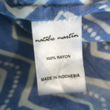 Natalie Martin Fiore Long Sleeve Maxi Dress Blue Zig Zag Print Size Extra Small