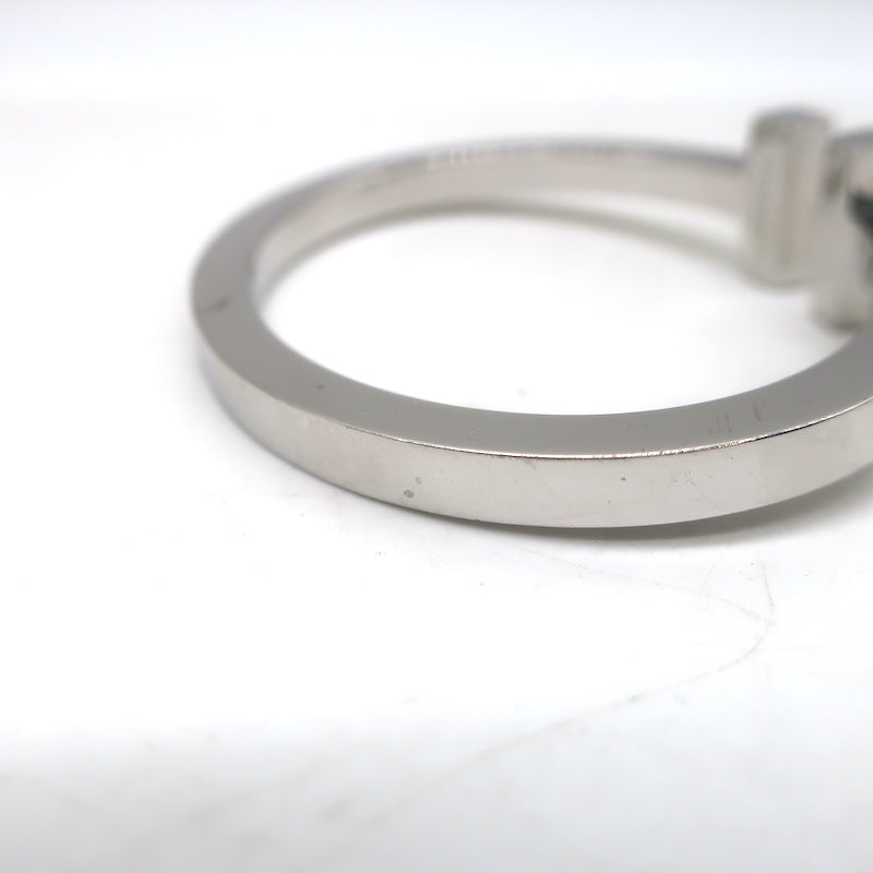 Tiffany &amp; Co. T Pavé Diamond Square Bracelet 18K White Gold Size Small