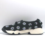 Christian Dior Fusion Floral Beaded Low Top Sneakers Black Mesh Size 37.5