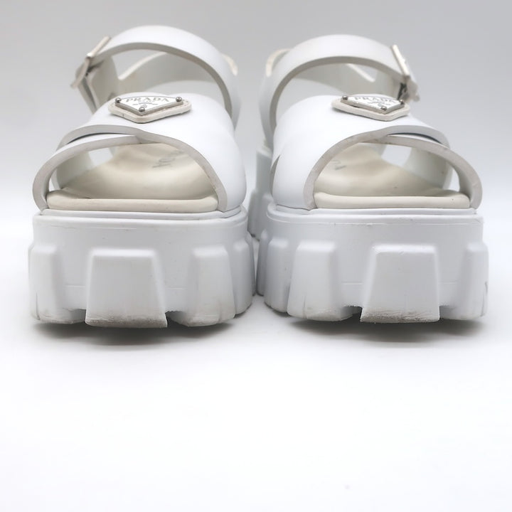 Prada Monolith Rubber Ankle Strap Sandals White Size 35