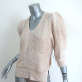 Brochu Walker Arya Vee Puff Sleeve Sweater Havana Marled Knit Size Small NEW