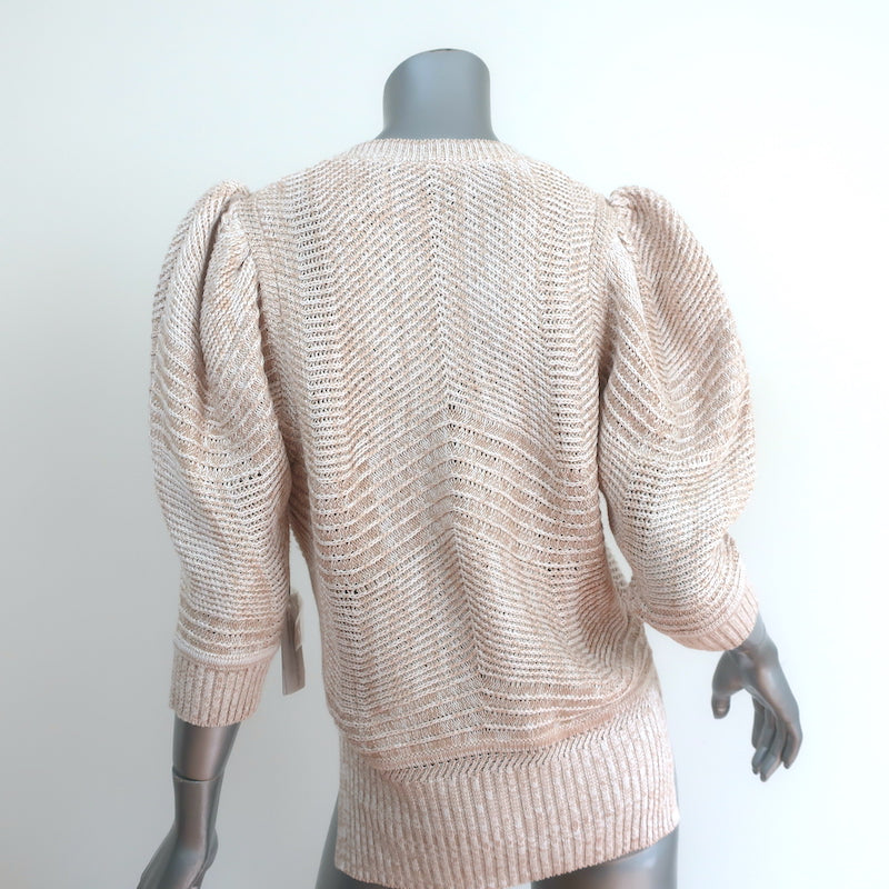 Brochu Walker Arya Vee Puff Sleeve Sweater Havana Marled Knit Size Small NEW