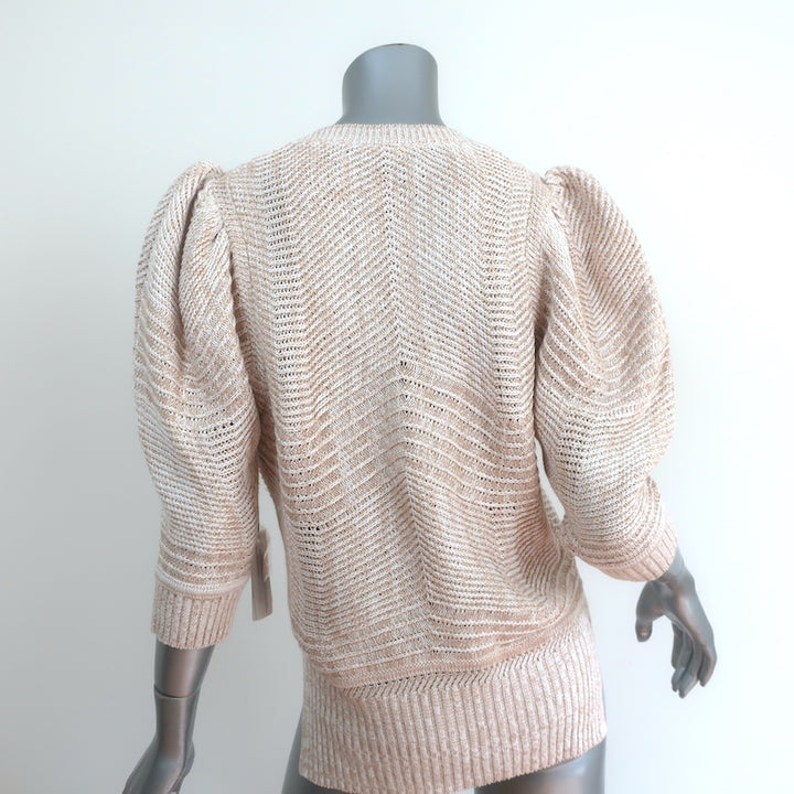 Brochu Walker Arya Vee Puff Sleeve Sweater Havana Marled Knit Size Small NEW