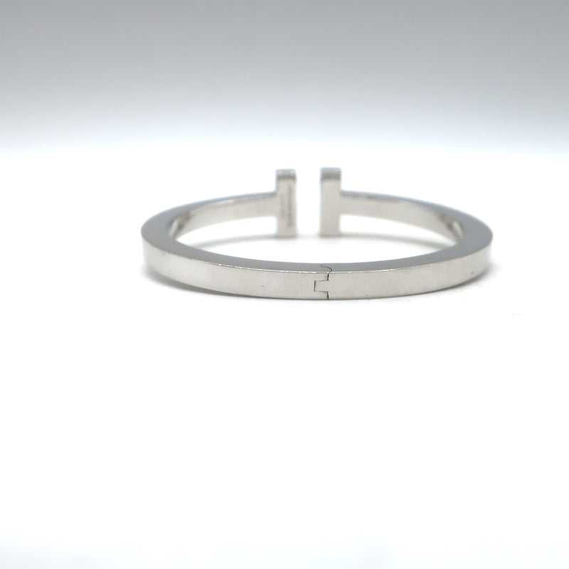 Tiffany &amp; Co. T Pavé Diamond Square Bracelet 18K White Gold Size Small