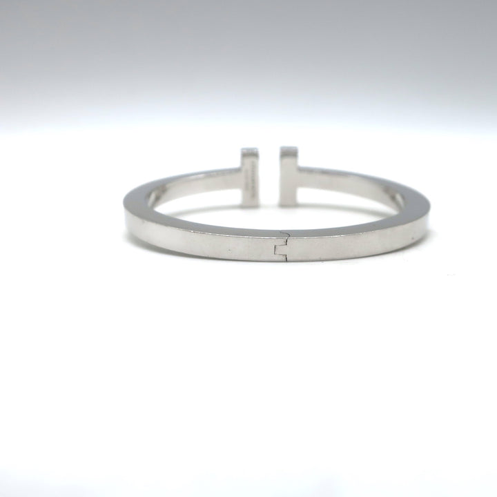 Tiffany &amp; Co. T Pavé Diamond Square Bracelet 18K White Gold Size Small