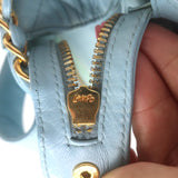 Vintage Chanel 1996 Wild Stitch Small Bowler Bag Light Blue Quilted Leather