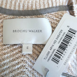 Brochu Walker Arya Vee Puff Sleeve Sweater Havana Marled Knit Size Small NEW