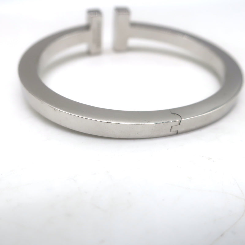 Tiffany &amp; Co. T Pavé Diamond Square Bracelet 18K White Gold Size Small