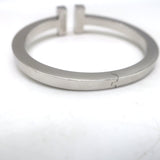Tiffany & Co. T Pavé Diamond Square Bracelet 18K White Gold Size Small