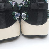 Christian Dior Fusion Floral Beaded Low Top Sneakers Black Mesh Size 37.5