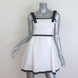 Alice + Olivia Eloisa Tie-Strap Mini Dress White & Black Linen-Blend Size 2