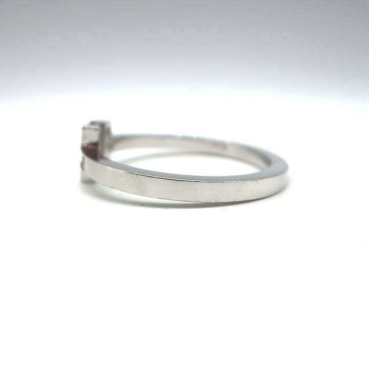 Tiffany &amp; Co. T Pavé Diamond Square Bracelet 18K White Gold Size Small