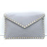 Valentino Rockstud Envelope Pouch Gray Grained Leather Medium Clutch Bag NEW
