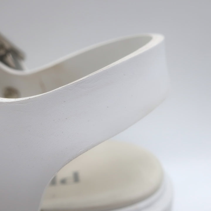 Prada Monolith Rubber Ankle Strap Sandals White Size 35
