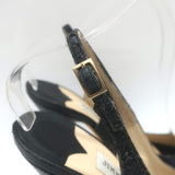Jimmy Choo Clue Glitter Slingback Peep Toe Platform Pumps Black Size 37.5