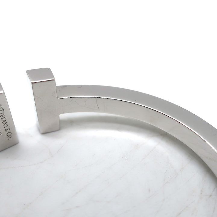 Tiffany &amp; Co. T Pavé Diamond Square Bracelet 18K White Gold Size Small