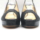 Jimmy Choo Clue Glitter Slingback Peep Toe Platform Pumps Black Size 37.5