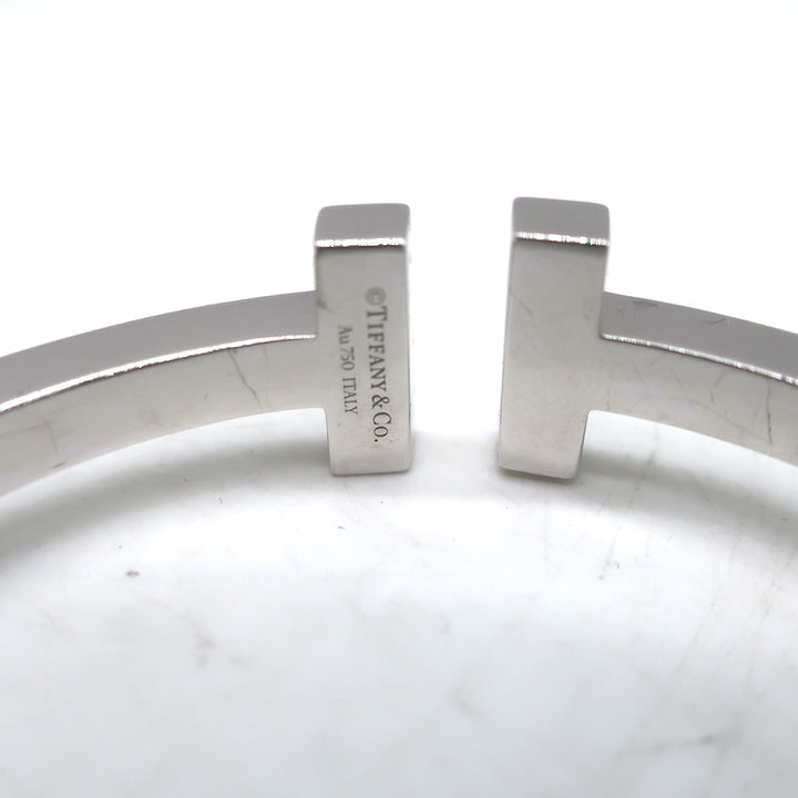 Tiffany &amp; Co. T Pavé Diamond Square Bracelet 18K White Gold Size Small