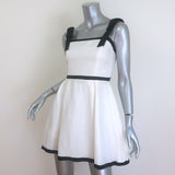 Alice + Olivia Eloisa Tie-Strap Mini Dress White & Black Linen-Blend Size 2