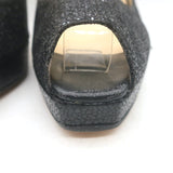 Jimmy Choo Clue Glitter Slingback Peep Toe Platform Pumps Black Size 37.5