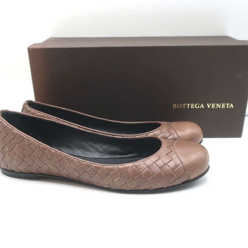 Bottega Veneta Intrecciato Leather Ballet Flats