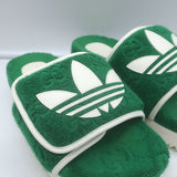 Gucci x Adidas GG Terry Cloth Platform Slide Sandals Green Size 37