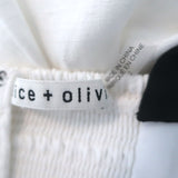 Alice + Olivia Eloisa Tie-Strap Mini Dress White & Black Linen-Blend Size 2