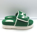 Gucci x Adidas GG Terry Cloth Platform Slide Sandals Green Size 37