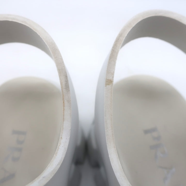 Prada Monolith Rubber Ankle Strap Sandals White Size 35