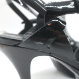 Saint Laurent Tribute 105 Platform T-Strap Sandals Black Patent Leather Size 37