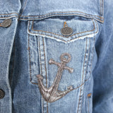 Dolce & Gabbana Anchor-Embroidered Jean Jacket Blue Denim Size 46