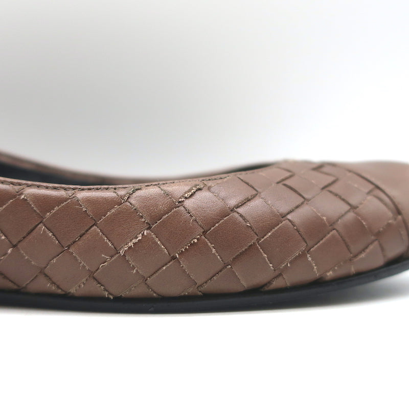 Bottega Veneta Intrecciato Leather Ballet Flats Brown Size 38.5