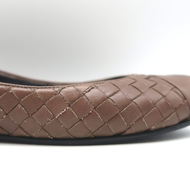 Bottega Veneta Intrecciato Leather Ballet Flats Brown Size 38.5