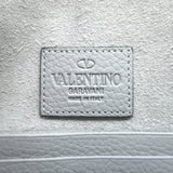 Valentino Rockstud Envelope Pouch Gray Grained Leather Medium Clutch Bag NEW