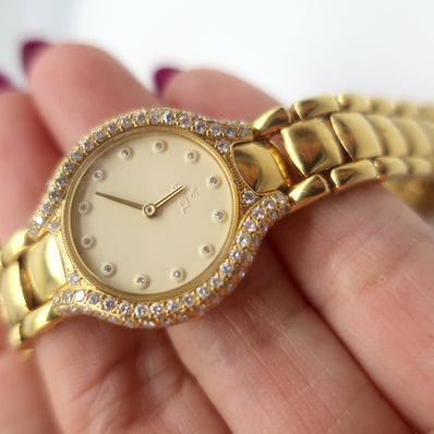 Ebel Beluga 18k Gold 24mm Diamond Bezel Watch 866969