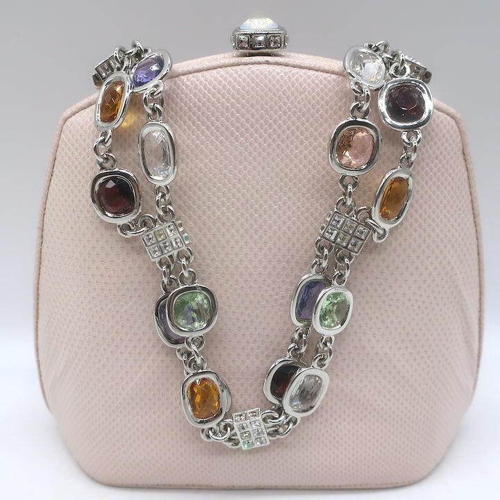 Judith Leiber Jewel-Strap Mini Bag Light Pink Lizard Skin