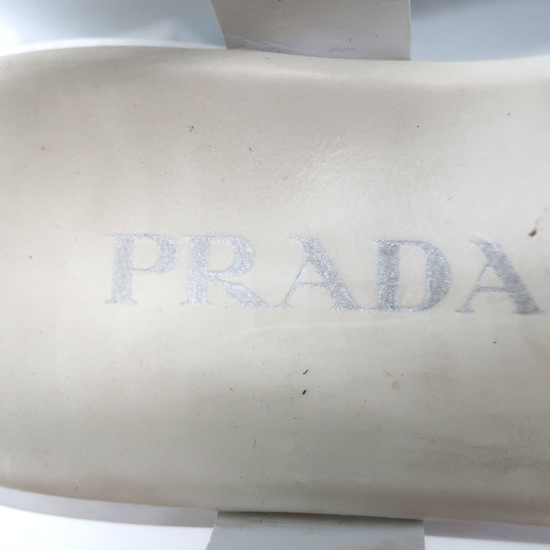 Prada Monolith Rubber Ankle Strap Sandals White Size 35