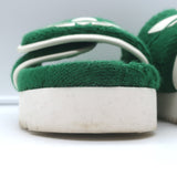 Gucci x Adidas GG Terry Cloth Platform Slide Sandals Green Size 37