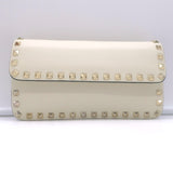 Valentino Rockstud Wallet on Chain Cream Leather Small Clutch Bag
