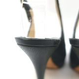 Jimmy Choo Clue Glitter Slingback Peep Toe Platform Pumps Black Size 37.5