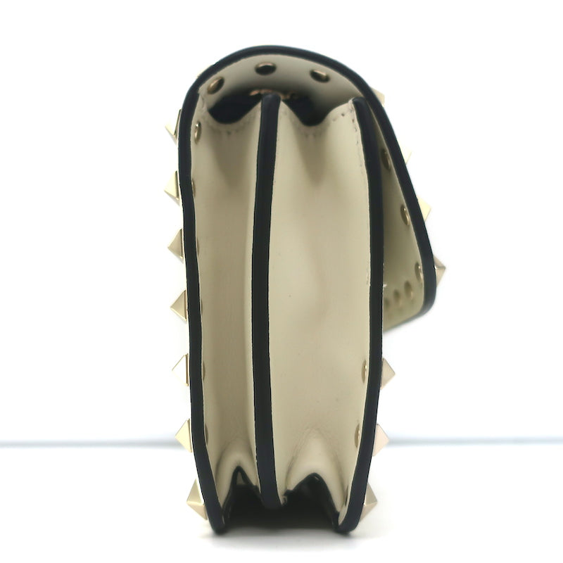 Valentino Rockstud Wallet on Chain Cream Leather Small Clutch Bag