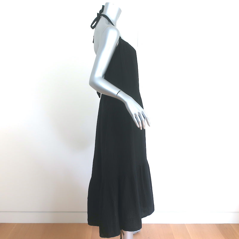 XIRENA Halter Midi Dress Reagen Black Cotton Gauze Size Small NEW