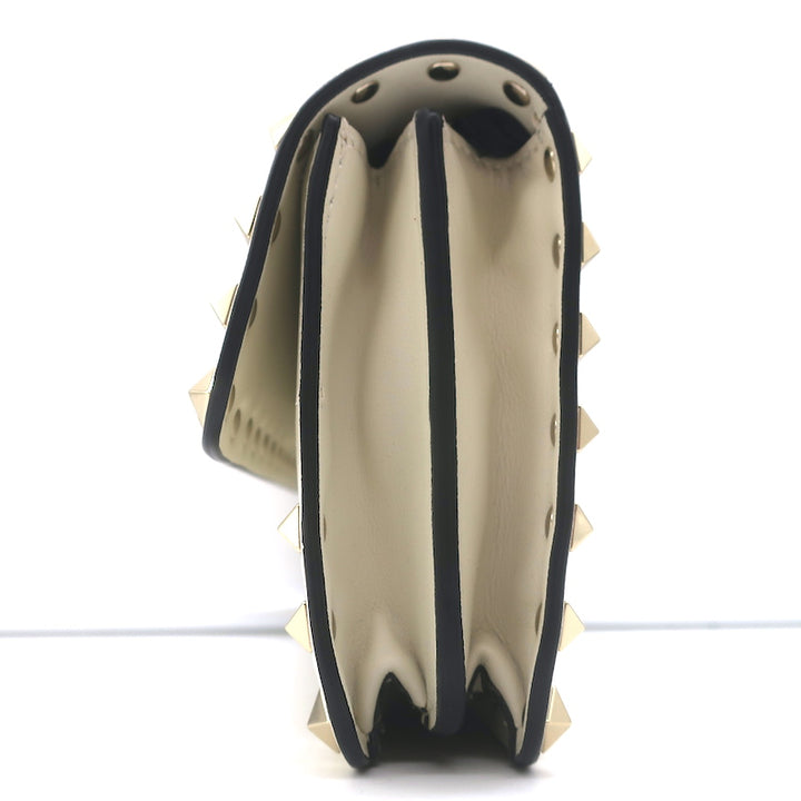 Valentino Rockstud Wallet on Chain Cream Leather Small Clutch Bag